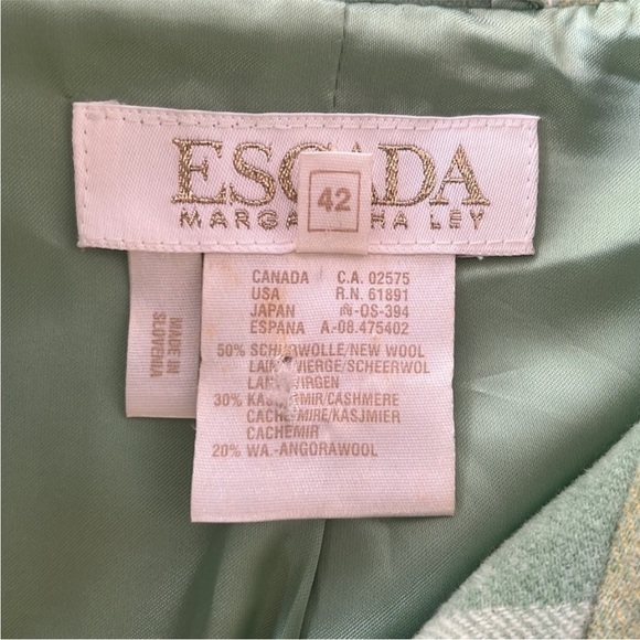 Escada Margaretha Ley Orange & Green Plaid Cashmere Wool Shirt Jacket - Picture 7 of 13